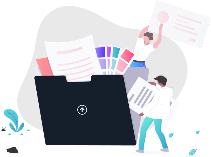 intro illustration for people putting documents in folder